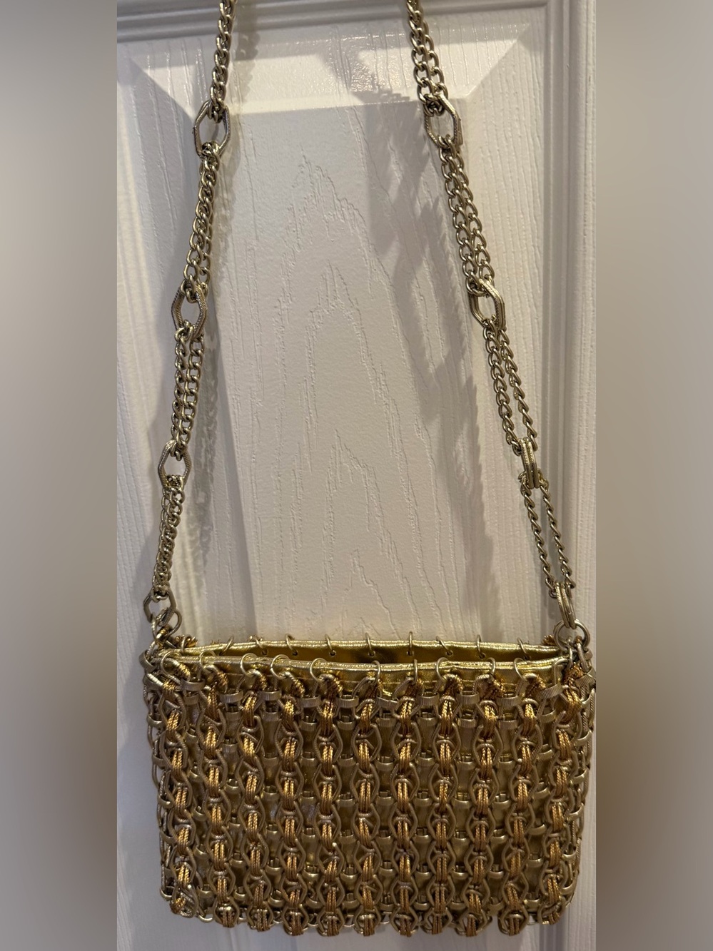 Vintage 1960’s Paco Rabanne Walborg Silver Gold Metal Chain Mail Link Purse Bag